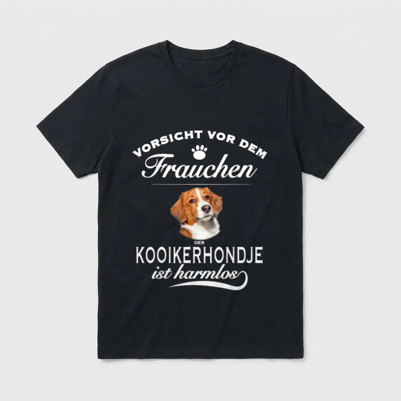 Kooikerhondje Vorsicht vor T-Shirt – Klassisches T-Shirt in Schwarz