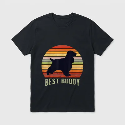 Englisches mit Cocker Spaniel-Motiv T-Shirt – Klassisches T-Shirt in Schwarz