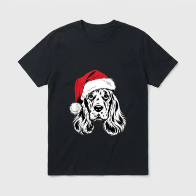 Fröhlicher Cocker Santa Dog T-Shirt – Klassisches T-Shirt in Schwarz