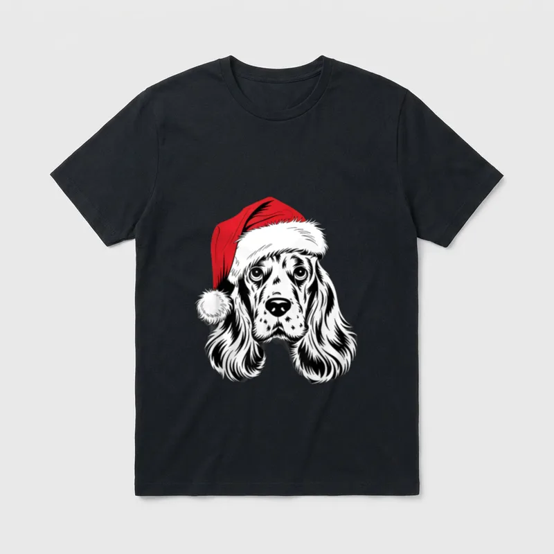 Fröhlicher Cocker Santa Dog T-Shirt – Klassisches T-Shirt in Schwarz