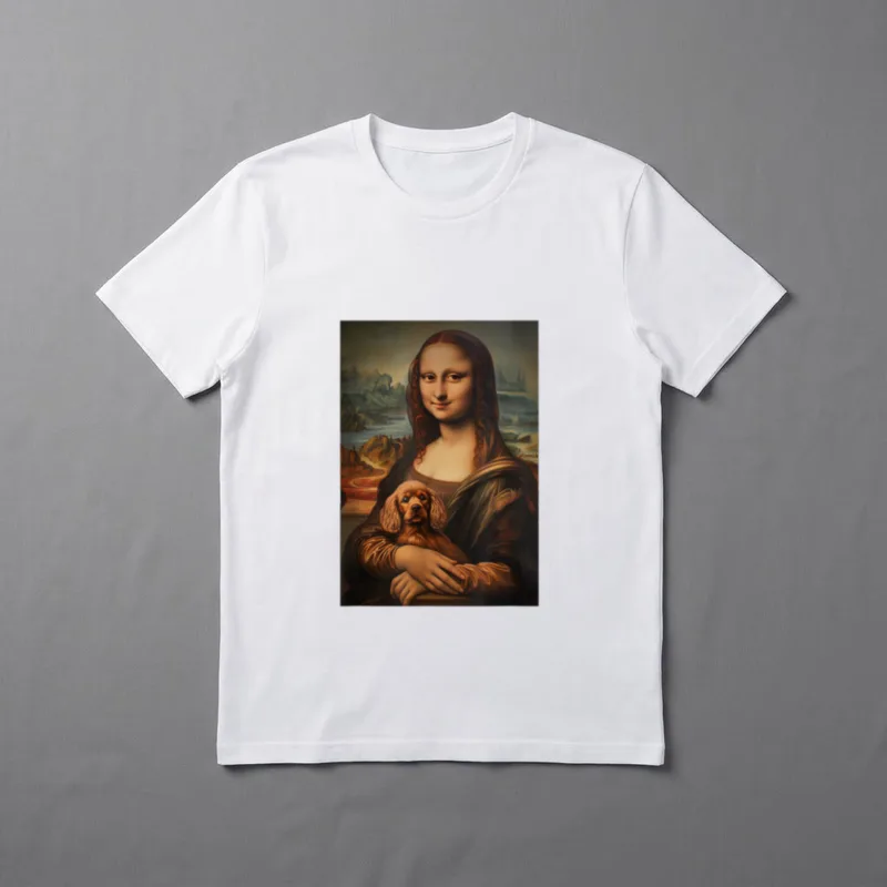 Cocker Spaniel Mona Lisa T-Shirt – Klassisches T-Shirt in Schwarz