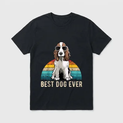 Retro English Springer Spaniel T-Shirt – Klassisches T-Shirt in Schwarz