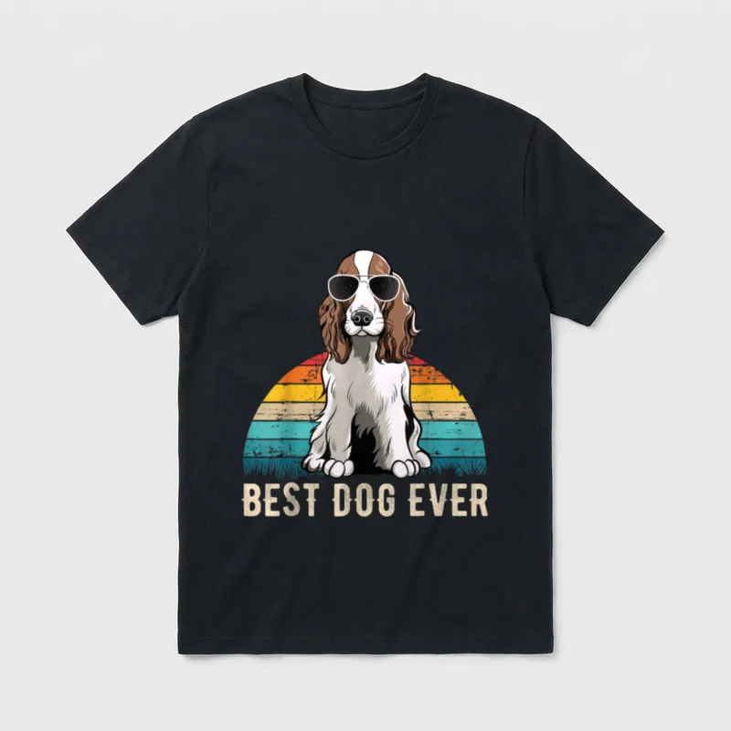 Retro English Springer Spaniel T-Shirt – Klassisches T-Shirt in Schwarz