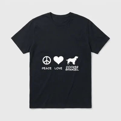 Peace Love Cocker Spaniel T-Shirt – Klassisches T-Shirt in Schwarz