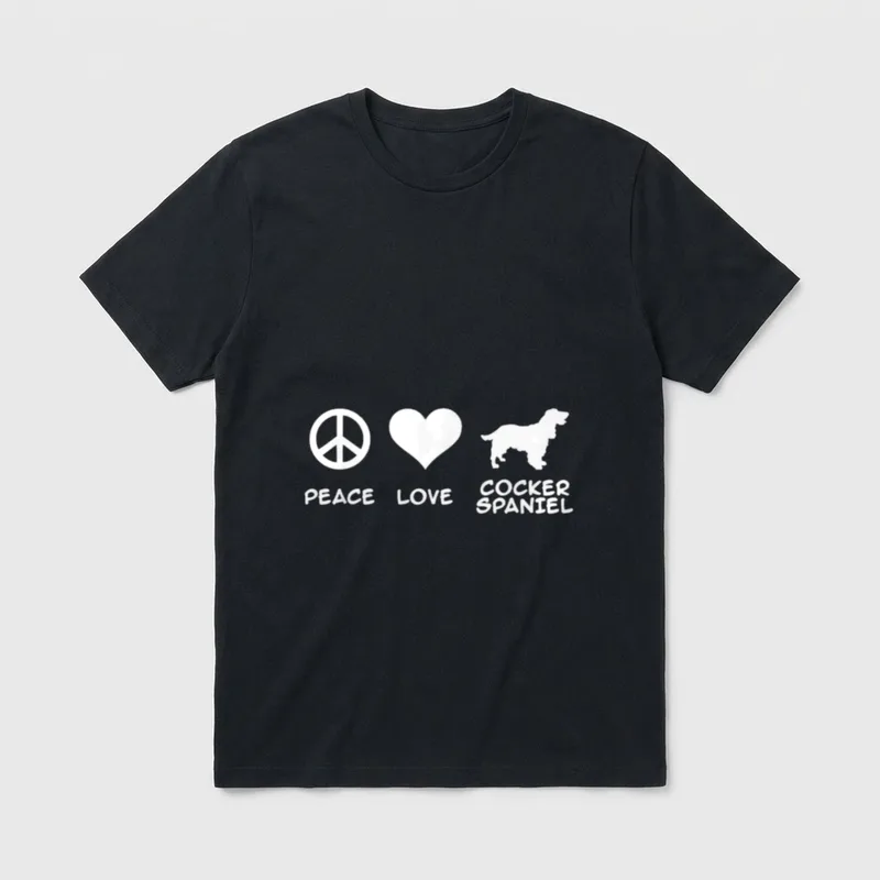 Peace Love Cocker Spaniel T-Shirt – Klassisches T-Shirt in Schwarz