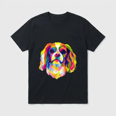 Pop Art Cavalier King T-Shirt – Klassisches T-Shirt in Schwarz