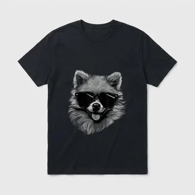 Zwergspitz mit Sonnebrille Mittelspitz T-Shirt – Klassisches T-Shirt in Schwarz