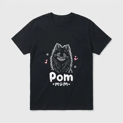 Pom Mom Pomeranian Dog T-Shirt – Klassisches T-Shirt in Schwarz
