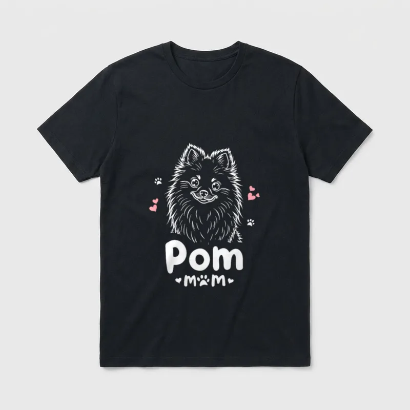 Pom Mom Pomeranian Dog T-Shirt – Klassisches T-Shirt in Schwarz