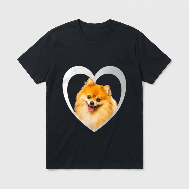 Zwergspitz Pomeranian Herz Liebe T-Shirt – Klassisches T-Shirt in Schwarz