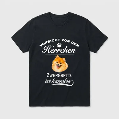 Zwergspitz Pomeranian Vorsicht Herrchen T-Shirt – Klassisches T-Shirt in Schwarz