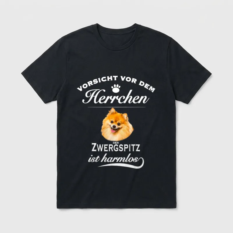 Zwergspitz Pomeranian Vorsicht Herrchen T-Shirt – Klassisches T-Shirt in Schwarz
