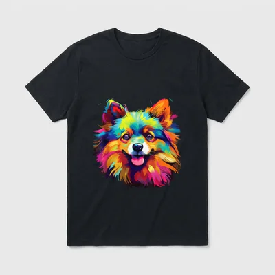 Wasserfarben Farbenfroher Zwergspitz Hunde T-Shirt – Klassisches T-Shirt in Schwarz