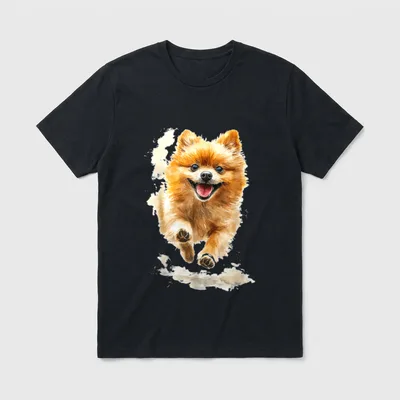 Zwergspitz grafische Haustier-Illustration blaue T-Shirt – Klassisches T-Shirt in Schwarz