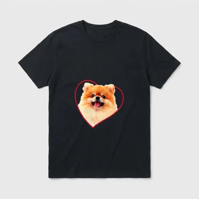 Zwergspitz Pomeranian Herz Hundeportrait T-Shirt – Klassisches T-Shirt in Schwarz