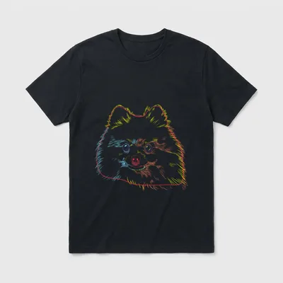 Bunter Hund Pomeranian Zwergspitz T-Shirt – Klassisches T-Shirt in Schwarz