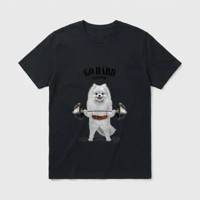 Weißer Pomeranian Hund Gewichtheben T-Shirt – Klassisches T-Shirt in Schwarz
