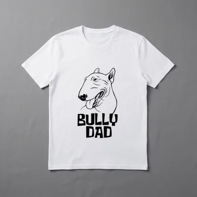 Lustige miniature Bullterrier Hunde T-Shirt 0018 – Bully Dad Bullterrier Kopf Skizze Druck – Klassisches T-Shirt in Schwarz