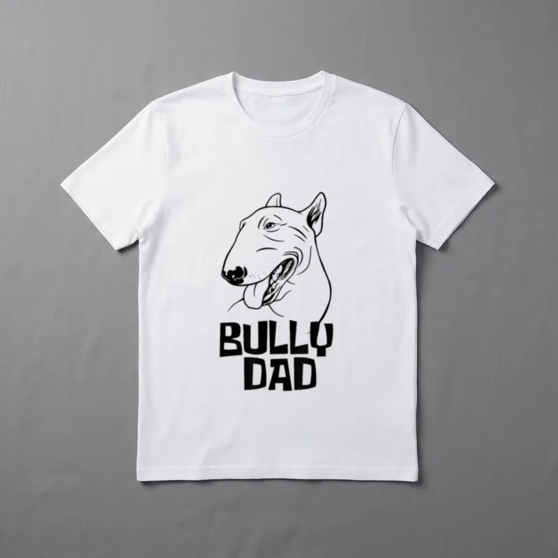 Lustige miniature Bullterrier Hunde T-Shirt 0018 – Bully Dad Bullterrier Kopf Skizze Druck – Klassisches T-Shirt in Schwarz