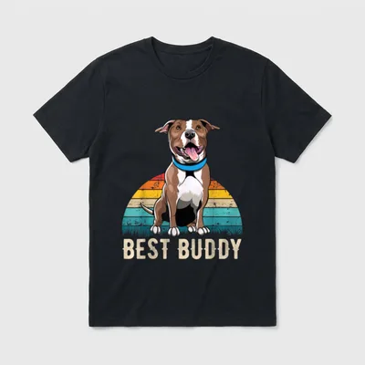 Retro American Staffordshire Terrier T-Shirt – Klassisches T-Shirt in Schwarz