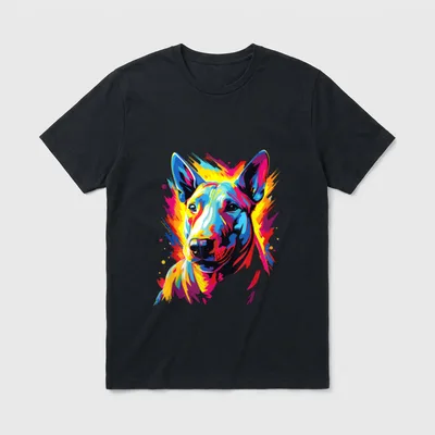 Wasserfarben Farbenfroher Bullterrier Hunde T-Shirt – Klassisches T-Shirt in Schwarz