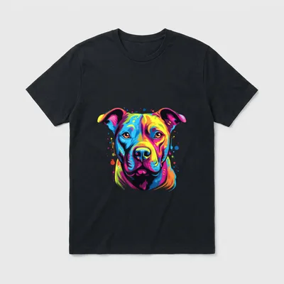 Wasserfarben Farbenfroher American Staffordshire T-Shirt – Klassisches T-Shirt in Schwarz