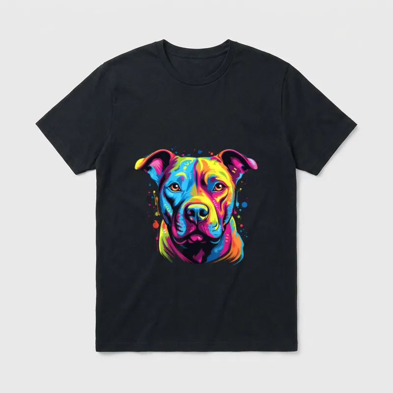 Wasserfarben Farbenfroher American Staffordshire T-Shirt – Klassisches T-Shirt in Schwarz