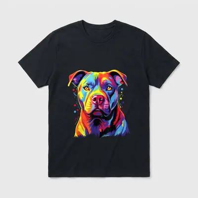 Wasserfarben Farbenfroher Staffordshire Bullterrier T-Shirt – Klassisches T-Shirt in Schwarz