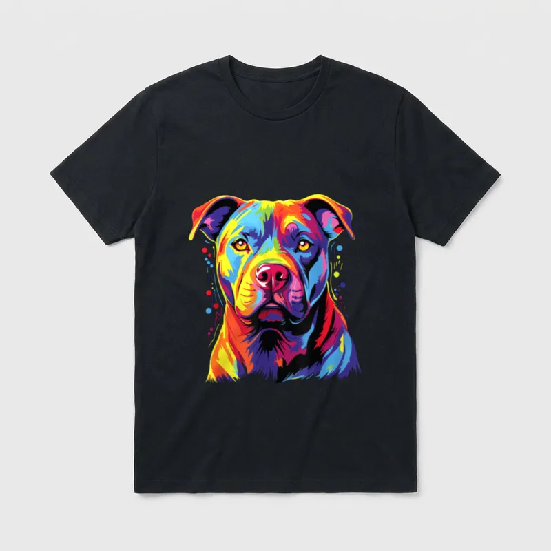 Wasserfarben Farbenfroher Staffordshire Bullterrier T-Shirt – Klassisches T-Shirt in Schwarz