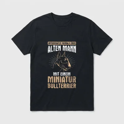 Alter Mann Miniatur Bullterrier T-Shirt – Klassisches T-Shirt in Schwarz