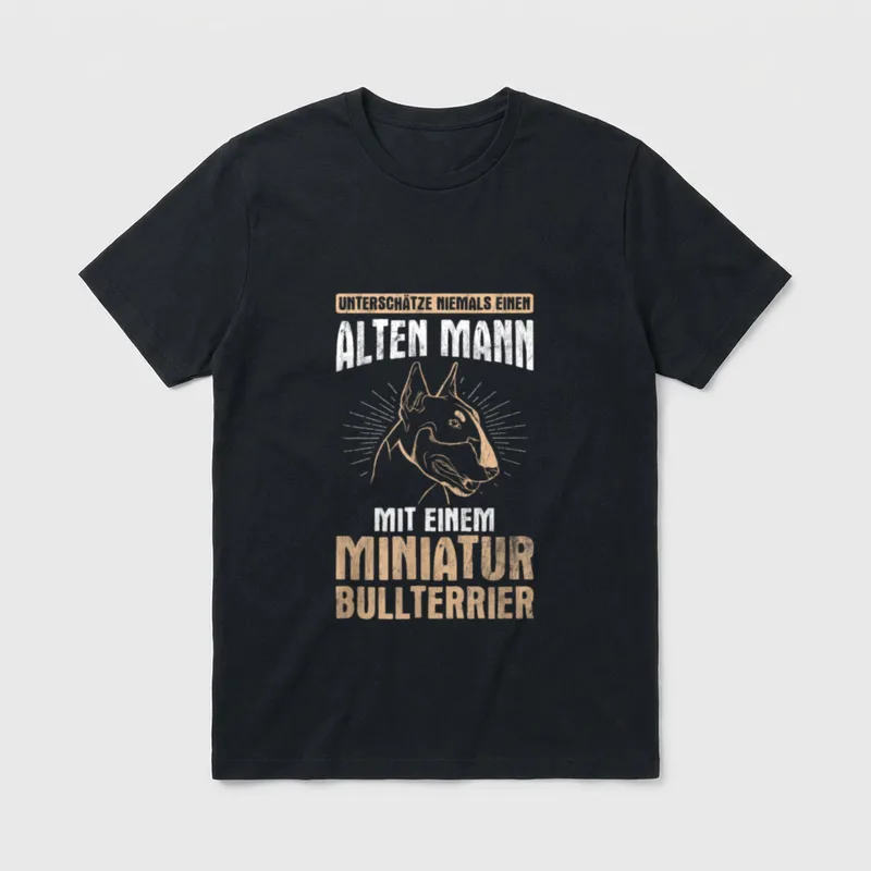 Alter Mann Miniatur Bullterrier T-Shirt – Klassisches T-Shirt in Schwarz