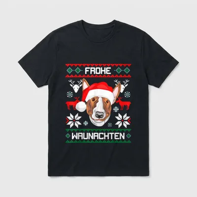 Bullterrier Frohe Waunachten Weihnachten T-Shirt – Klassisches T-Shirt in Schwarz