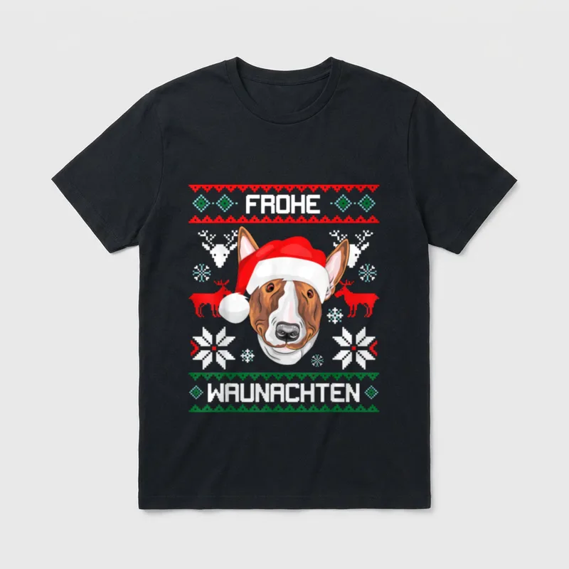 Bullterrier Frohe Waunachten Weihnachten T-Shirt – Klassisches T-Shirt in Schwarz