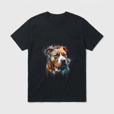 Amstaff Aquarell Splash American T-Shirt – Klassisches T-Shirt in Schwarz