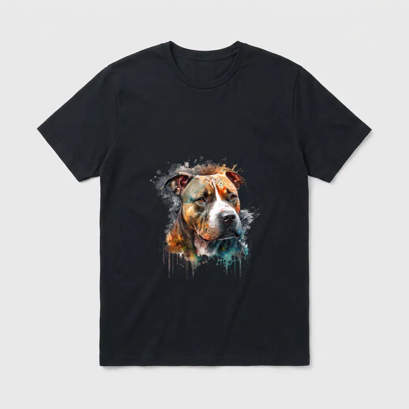 Amstaff Aquarell Splash American T-Shirt – Klassisches T-Shirt in Schwarz