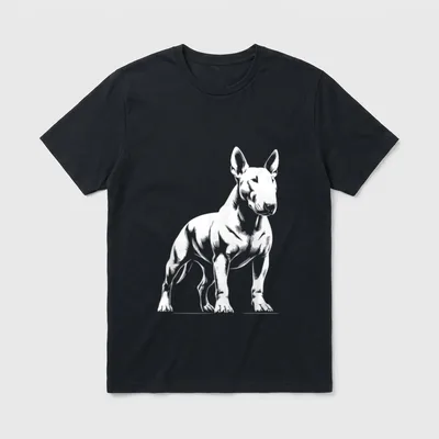 Pitbull Mom Shirt – Bullterrier Strichzeichnung auf dunklem Grund – Klassisches T-Shirt in Schwarz