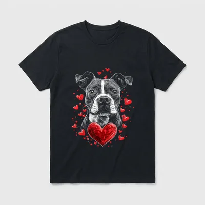 Valentinstag American Staffordshire Terrier T-Shirt – Klassisches T-Shirt in Schwarz