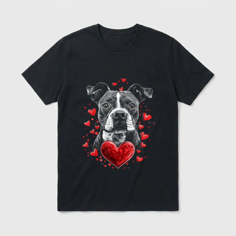 Valentinstag American Staffordshire Terrier T-Shirt – Klassisches T-Shirt in Schwarz