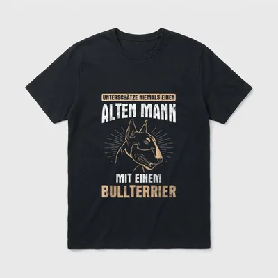 Alter Mann Mit Bullterrier T-Shirt – Klassisches T-Shirt in Schwarz