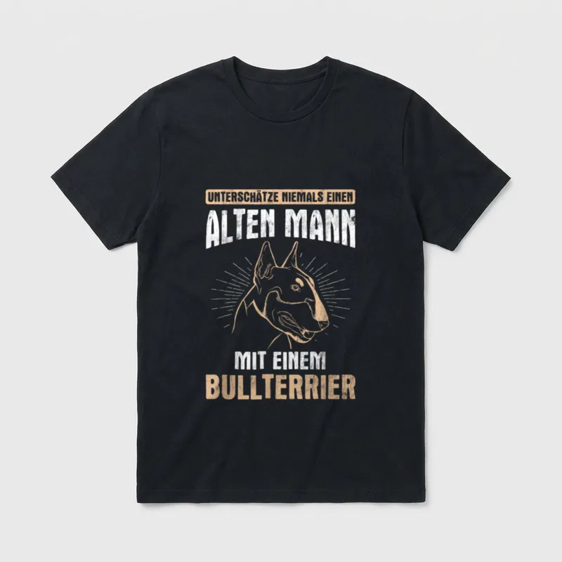 Alter Mann Mit Bullterrier T-Shirt – Klassisches T-Shirt in Schwarz