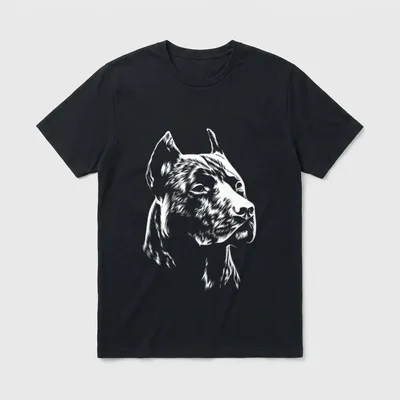 Weißes Porträt American Pitbull T-Shirt – Klassisches T-Shirt in Schwarz