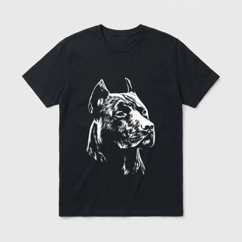 Weißes Porträt American Pitbull T-Shirt – Klassisches T-Shirt in Schwarz