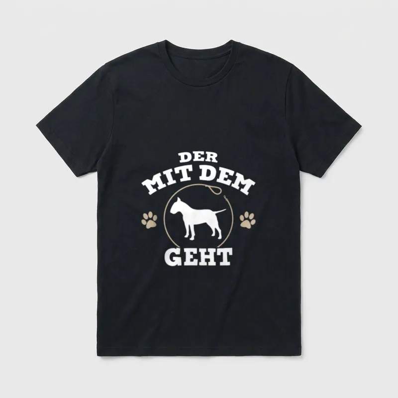 Der mit dem Bullterrier T-Shirt – Klassisches T-Shirt in Schwarz