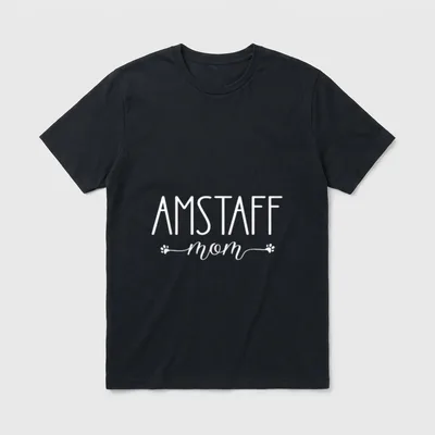 Dog Paw Print Amstaff T-Shirt – Klassisches T-Shirt in Schwarz