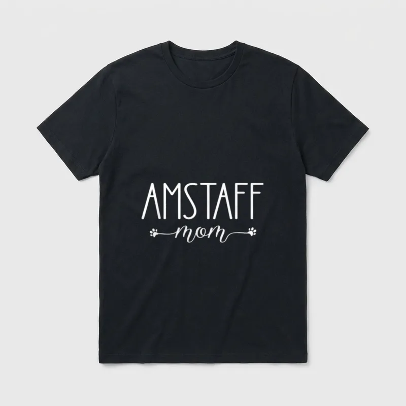 Dog Paw Print Amstaff T-Shirt – Klassisches T-Shirt in Schwarz