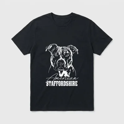 American Staffordshire Terrier Hund T-Shirt 0084 – Klassisches T-Shirt in Schwarz