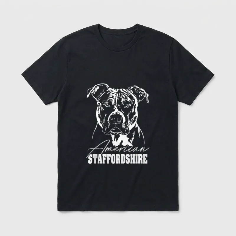 American Staffordshire Terrier Hund T-Shirt 0084 – Klassisches T-Shirt in Schwarz