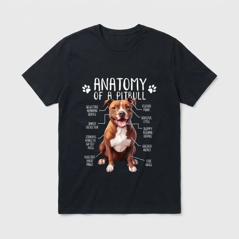 Pitbull Anatomie American Pit T-Shirt – Klassisches T-Shirt in Schwarz