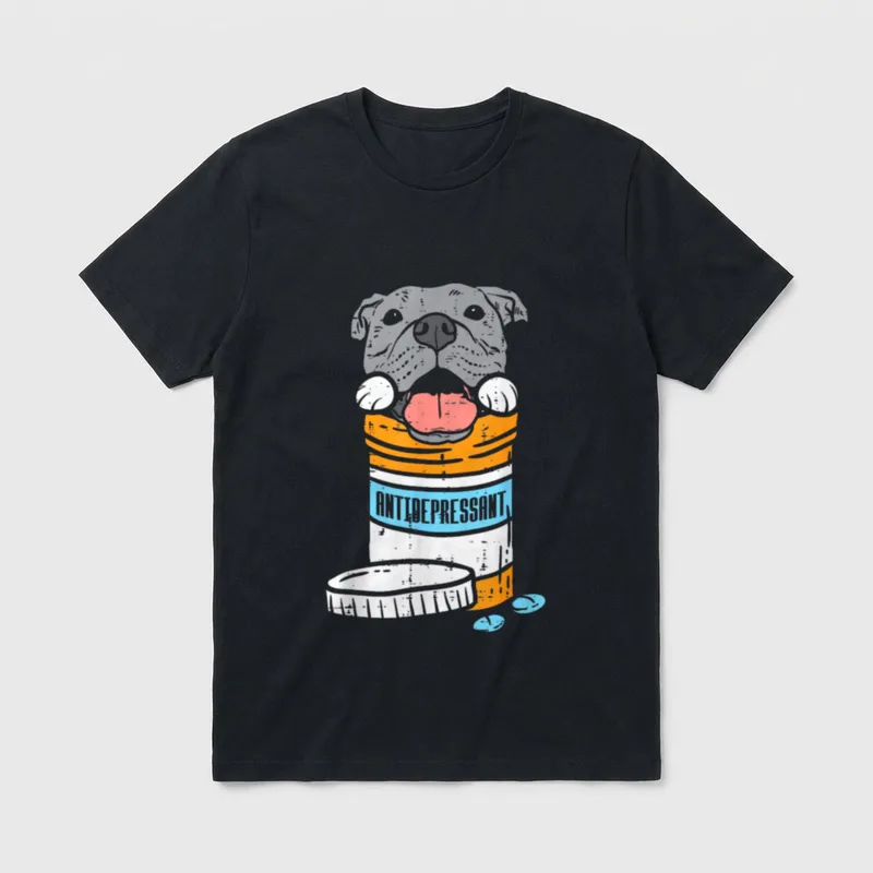 Antidepressant Pitbull Funny Pitties T-Shirt – Klassisches T-Shirt in Schwarz