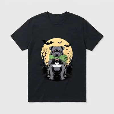 Halloween Mond Zombie Hand T-Shirt – Klassisches T-Shirt in Schwarz